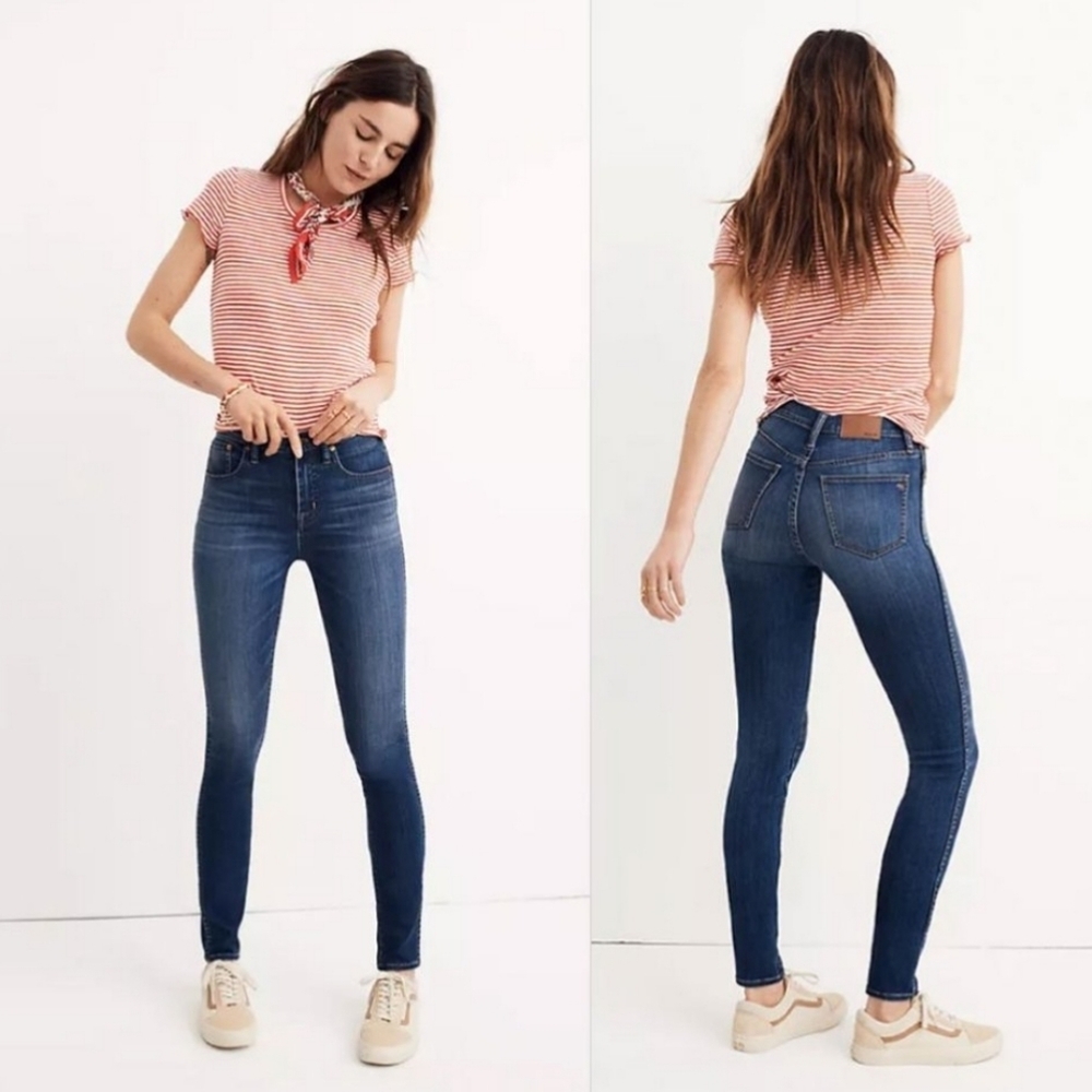 Madewell High Riser Skinny Jeans Dark Blue Wash Denim Womens Size 25 Minimalist